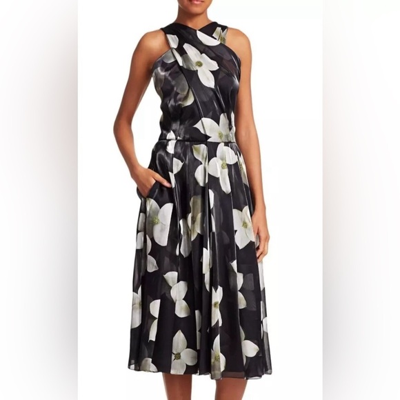 Ralph Lauren Collection Purple Label Floral Silk Cocktail Midi Dress Fit & Flare - Picture 8 of 11